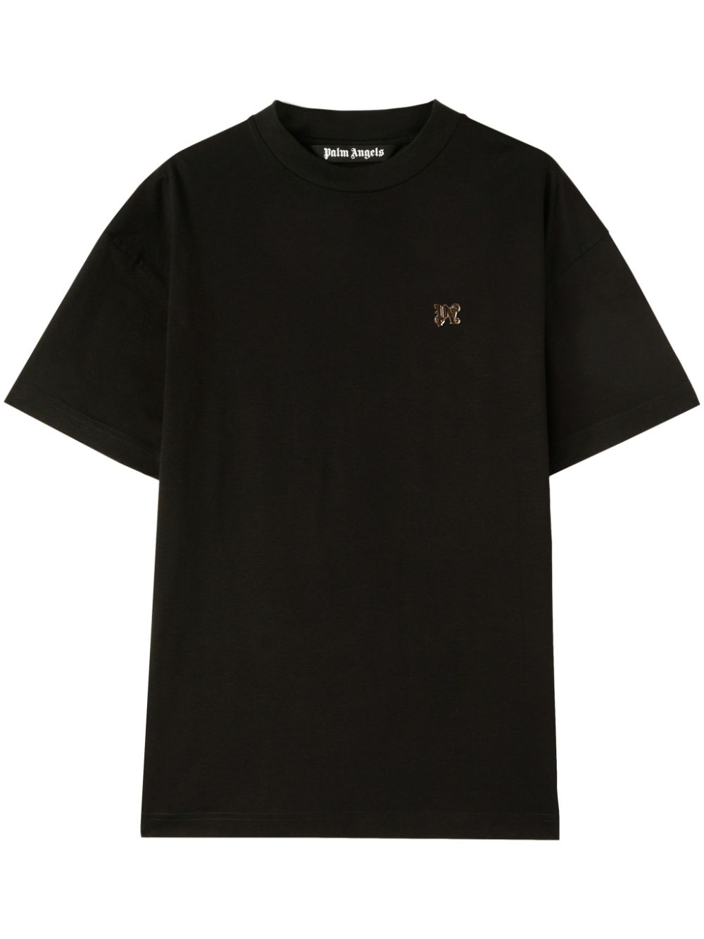 Palm Angels monogram-appliqué cotton T-shirt - Black von Palm Angels