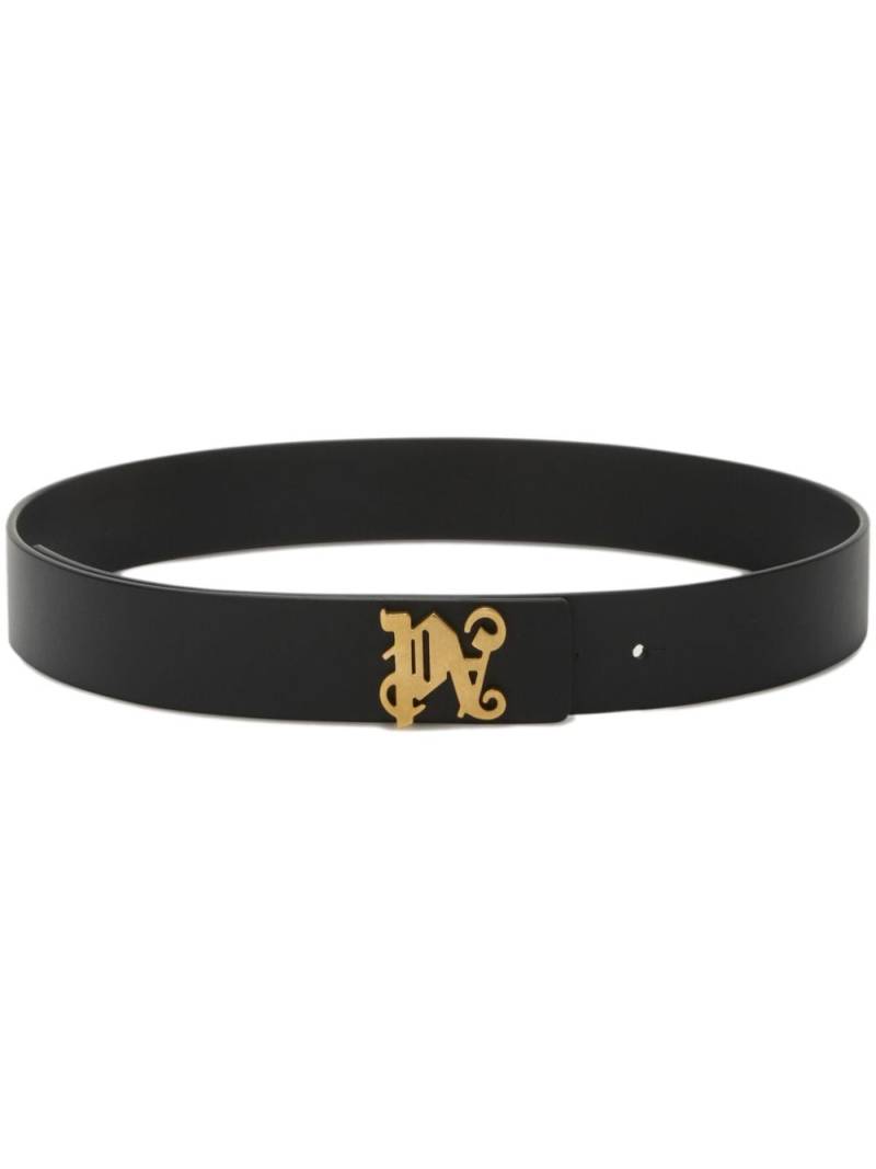 Palm Angels monogram-appliqu� leather belt - Black von Palm Angels