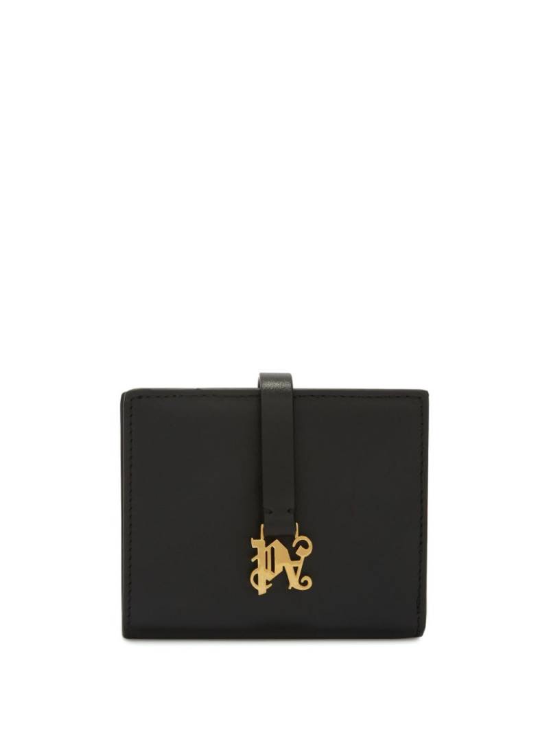 Palm Angels monogram-appliqu� leather wallet - Black von Palm Angels