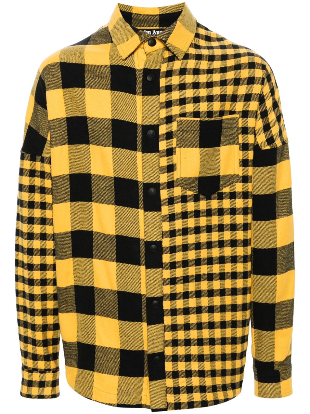 Palm Angels monogram-print checked overshirt - Yellow von Palm Angels