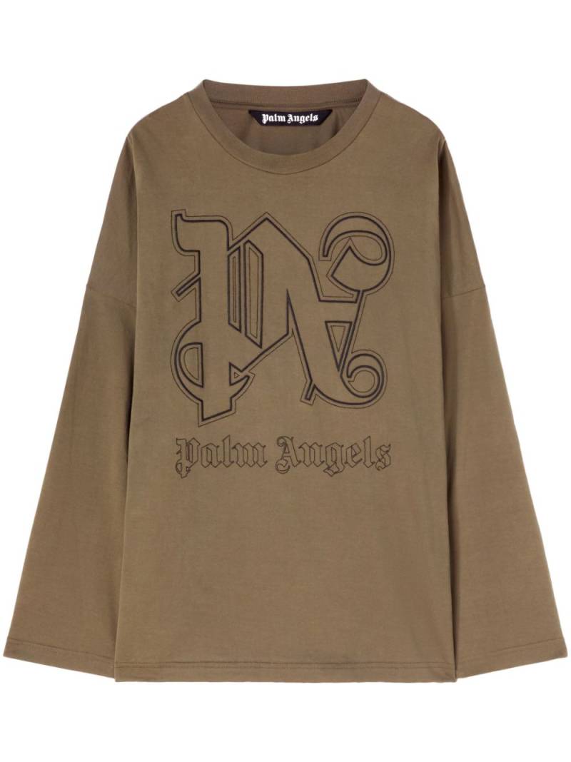 Palm Angels monogram-print cotton T-shirt - Brown von Palm Angels