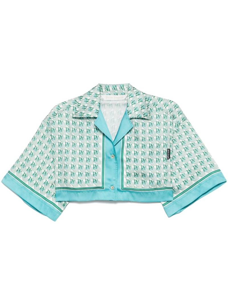 Palm Angels monogram-print cropped shirt - Green von Palm Angels