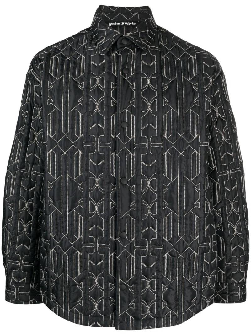 Palm Angels monogram-quilted shirt jacket - Grey von Palm Angels