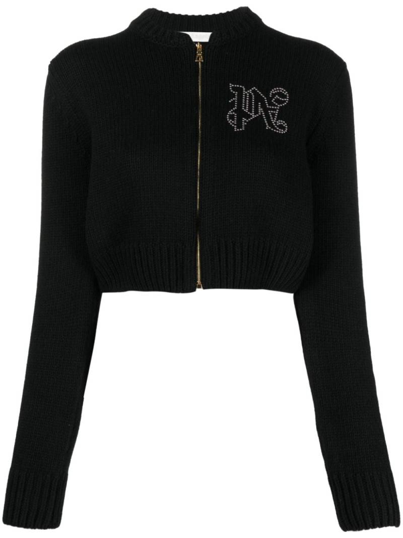 Palm Angels monogram-appliqu� zip-up sweatshirt - Black von Palm Angels