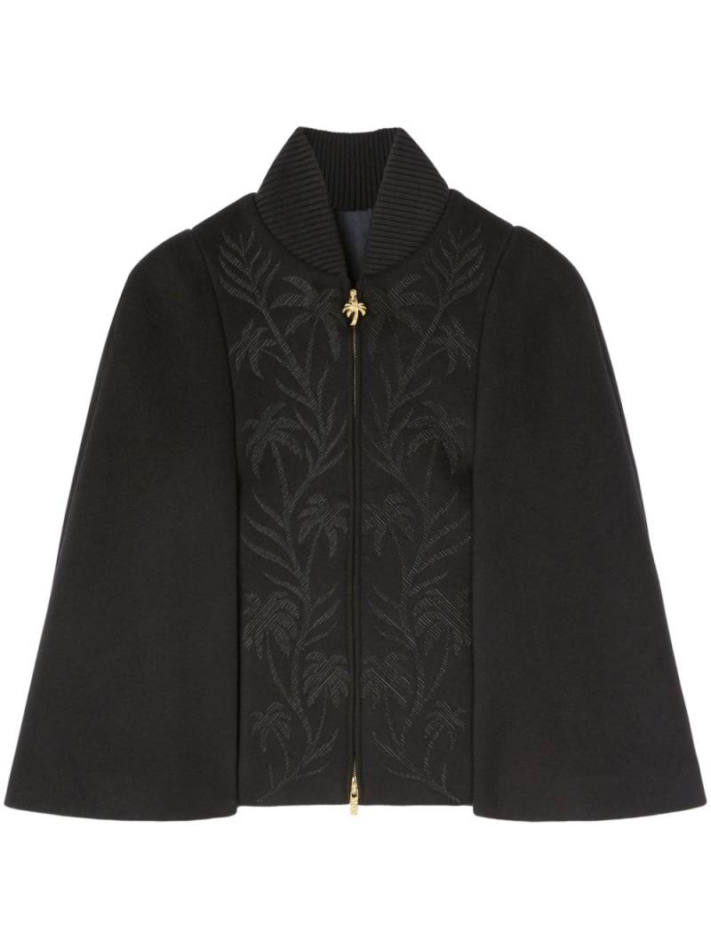 Palm Angels palm-embroidered zip-up cape - Black von Palm Angels