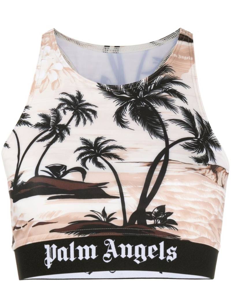 Palm Angels palm-print crop top - Neutrals von Palm Angels