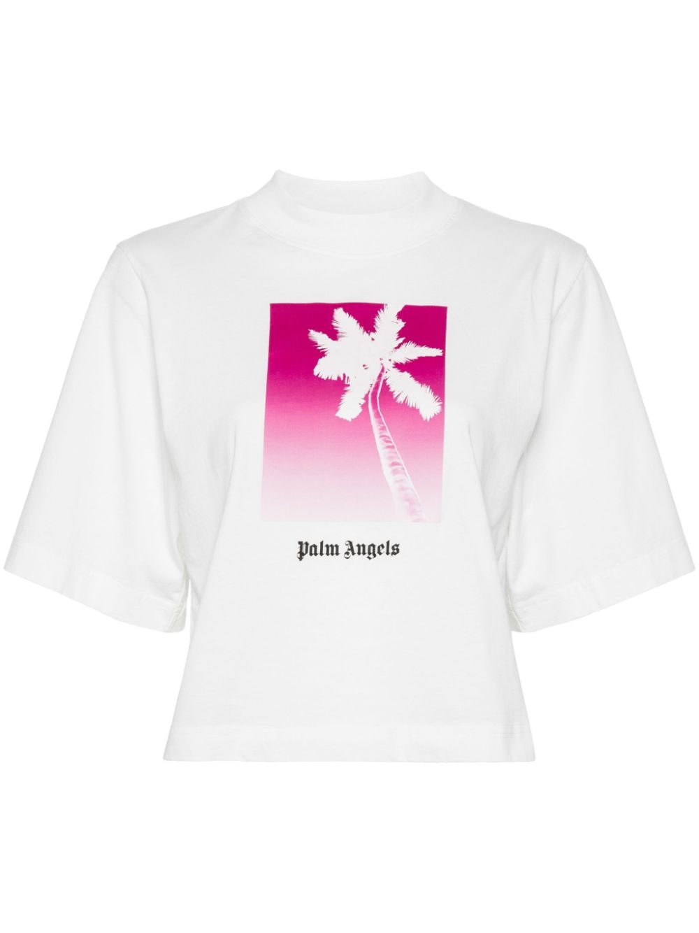 Palm Angels palm tree-print cropped T-shirt - White von Palm Angels