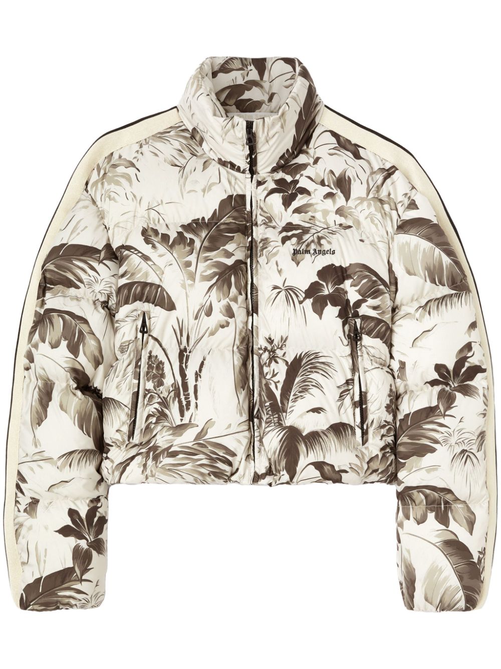 Palm Angels palm-tree print puffer jacket - Neutrals von Palm Angels