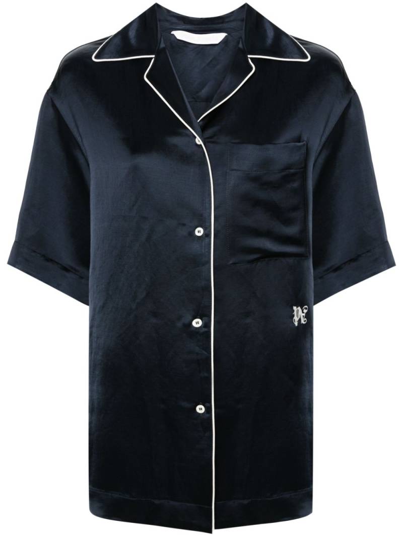 Palm Angels piped-trim satin shirt - Blue von Palm Angels