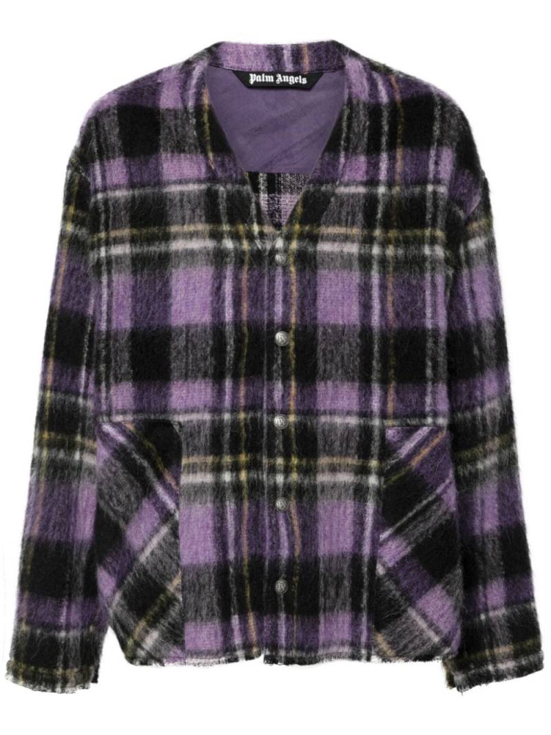 Palm Angels plaid-check cardigan - Purple von Palm Angels