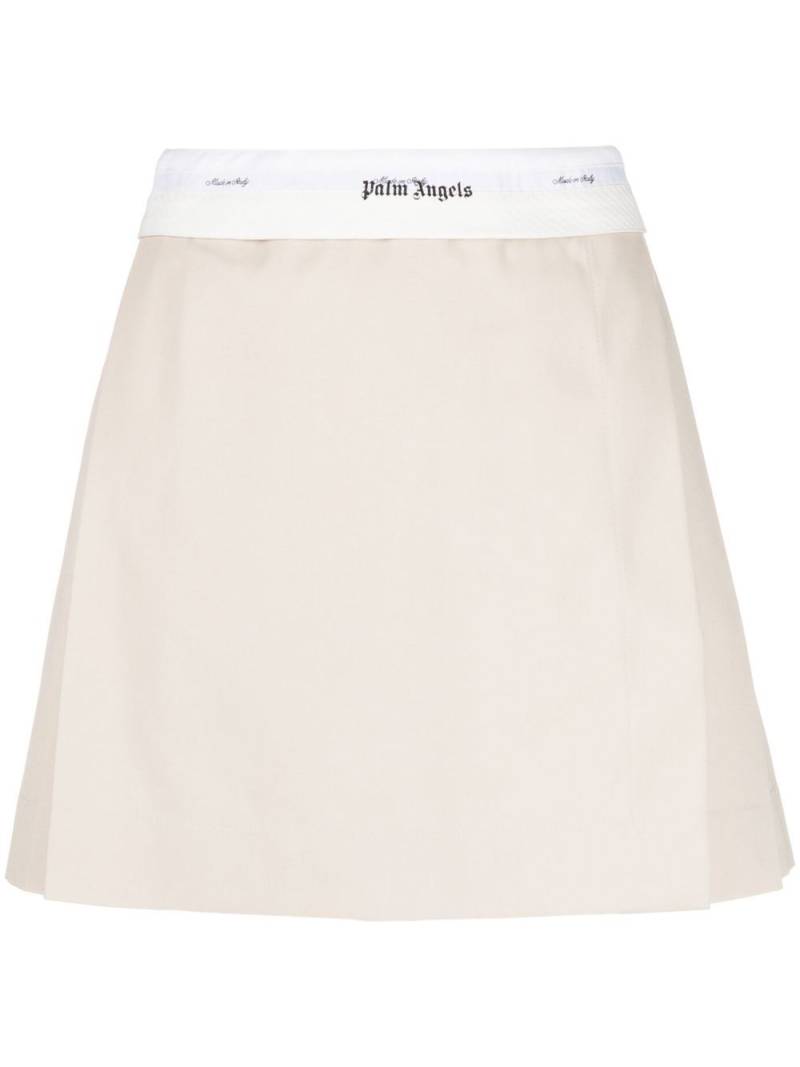 Palm Angels reverse waistband pleated miniskirt - Neutrals von Palm Angels