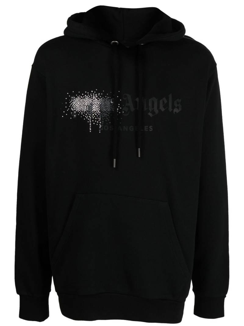 Palm Angels rhinestone-embellished logo print hoodie - Black von Palm Angels