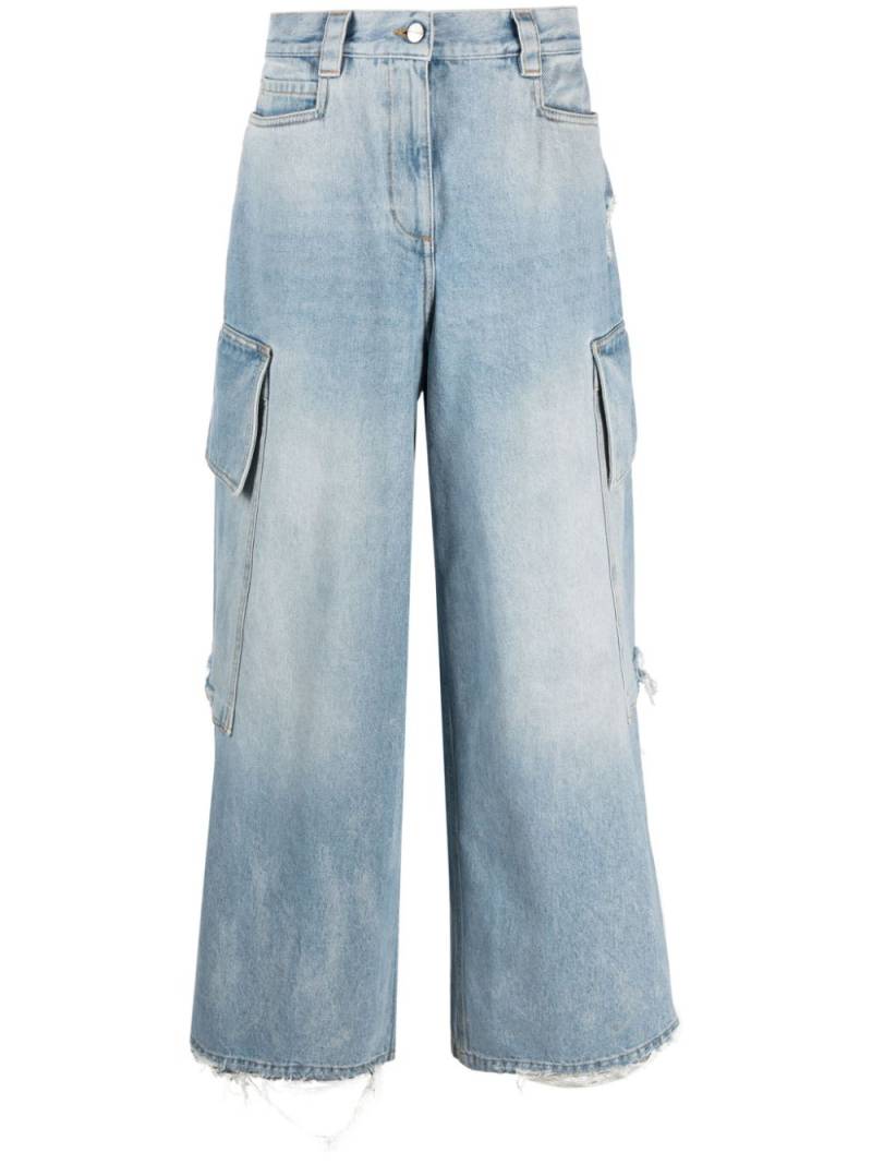 Palm Angels ripped-detail wide-leg jeans - Blue von Palm Angels