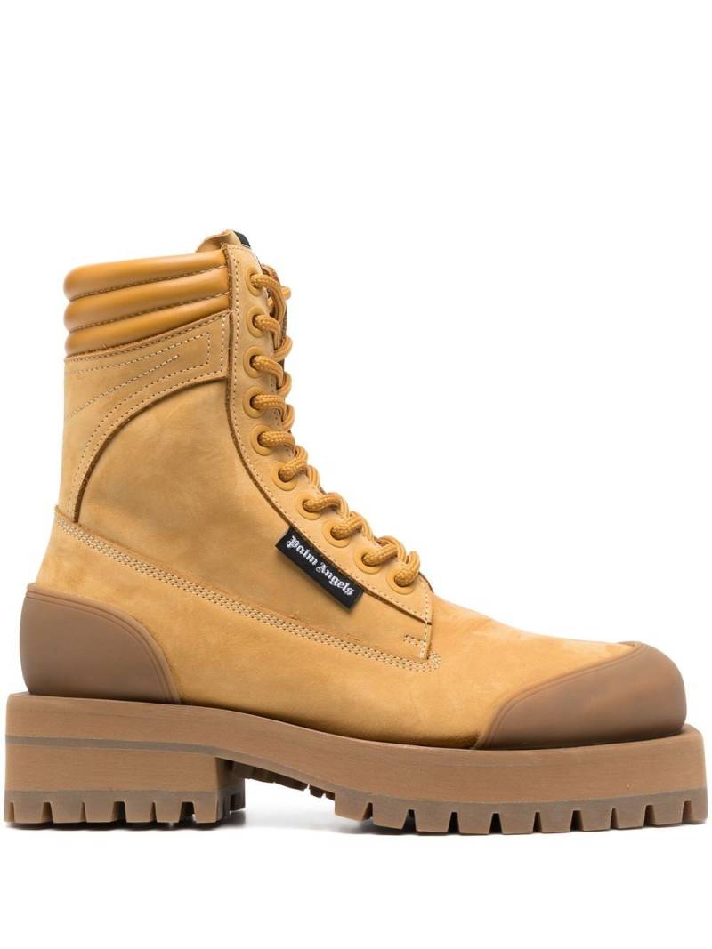 Palm Angels square-toe combat boots - Yellow von Palm Angels