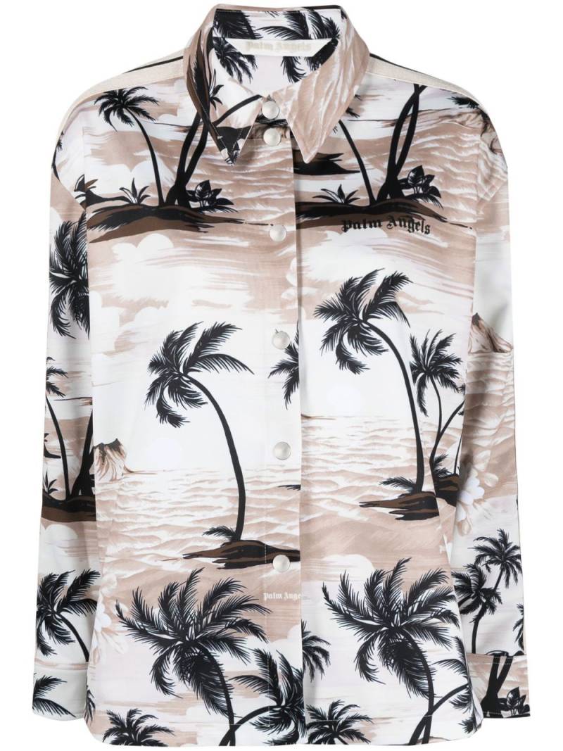 Palm Angels tropical-print long-sleeve shirt - Neutrals von Palm Angels