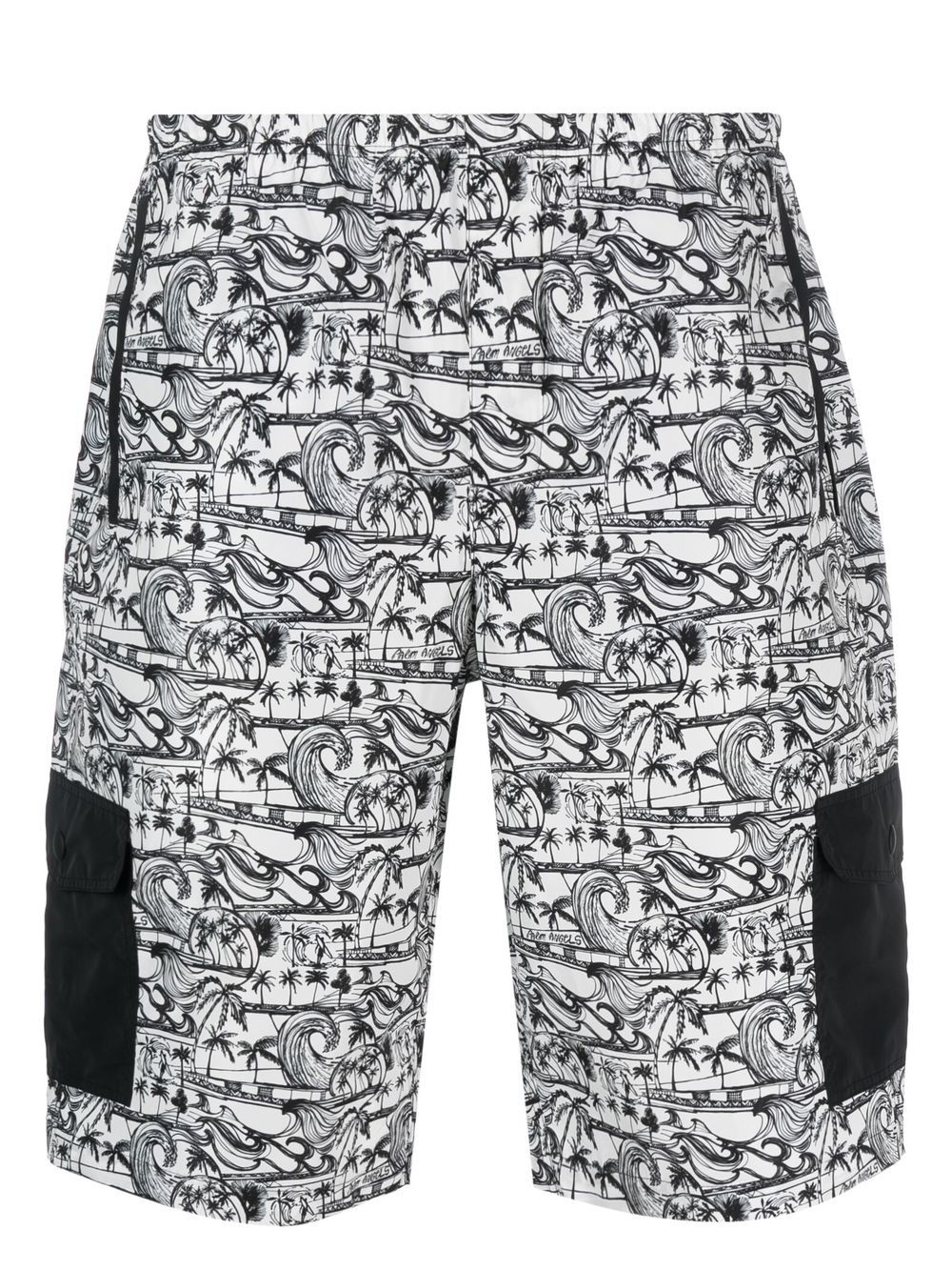 Palm Angels waves-print track short - White von Palm Angels