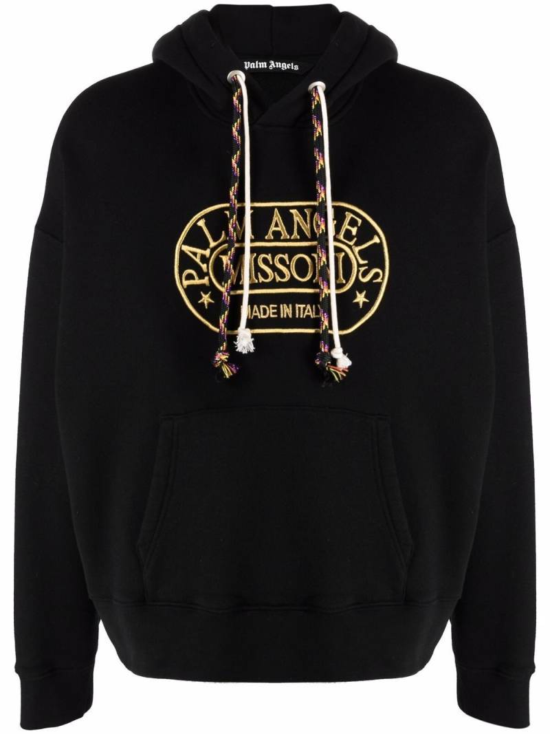 Palm Angels x Missoni Heritage logo-print relaxed hoodie - Black von Palm Angels