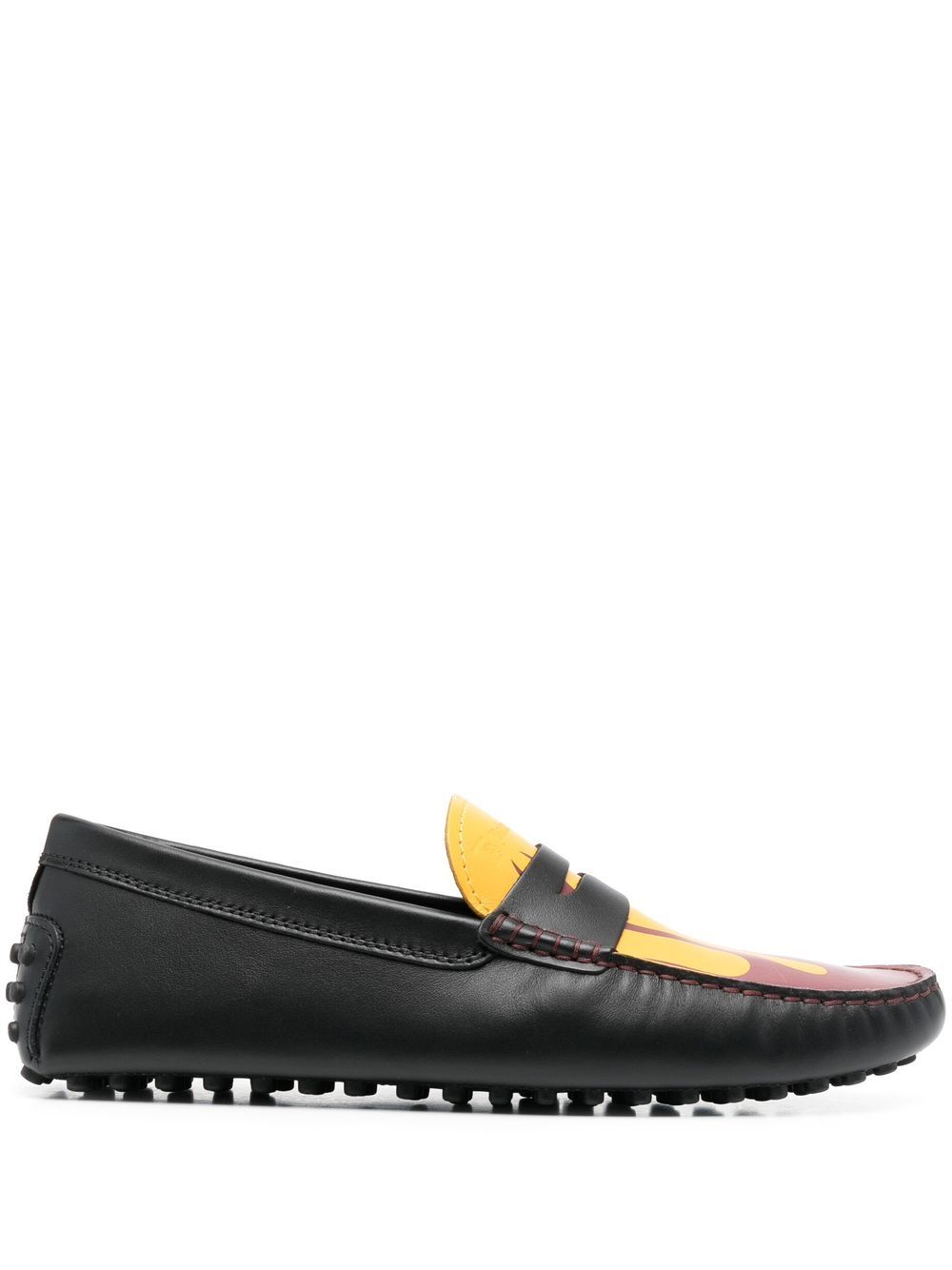 Palm Angels x Moncler x Tod's printed Gommino driving shoes - Black von Palm Angels