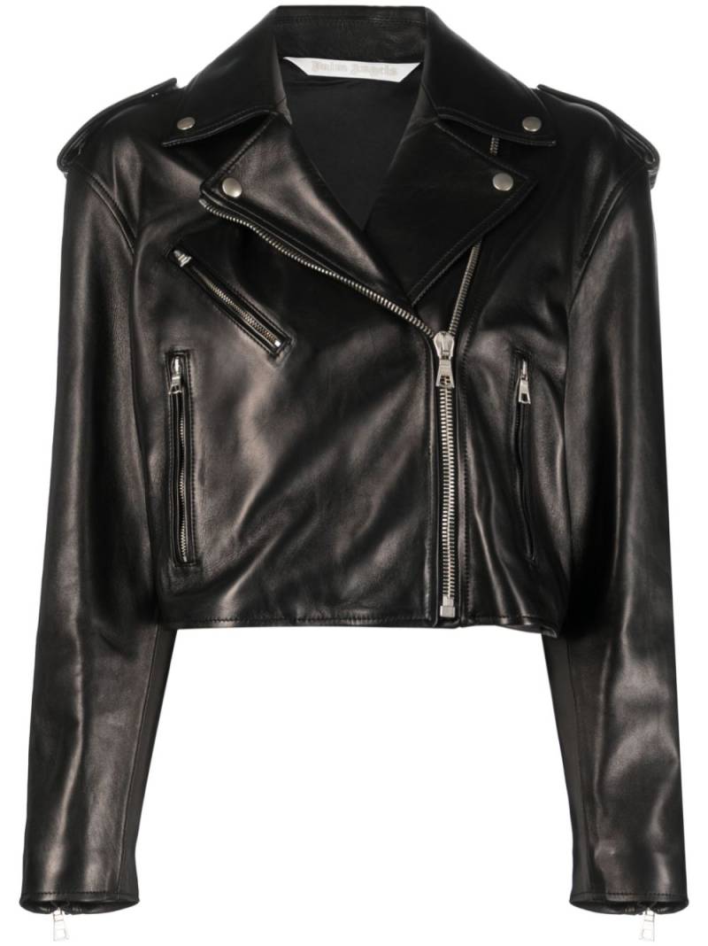 Palm Angels zip-up leather jacket - Black von Palm Angels