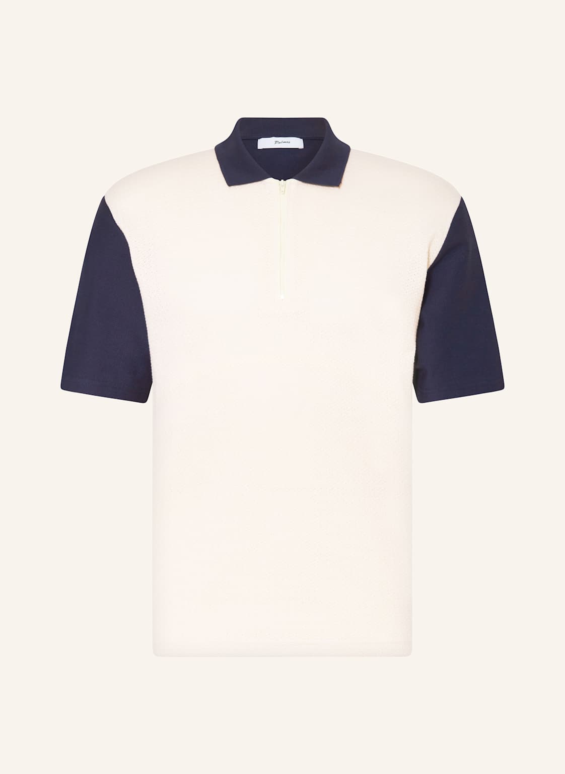 Palmes Poloshirt Textured Zip Polo blau von Palmes