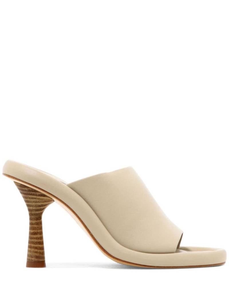 Paloma Barceló 110mm wooden heel leather mules - Neutrals von Paloma Barceló