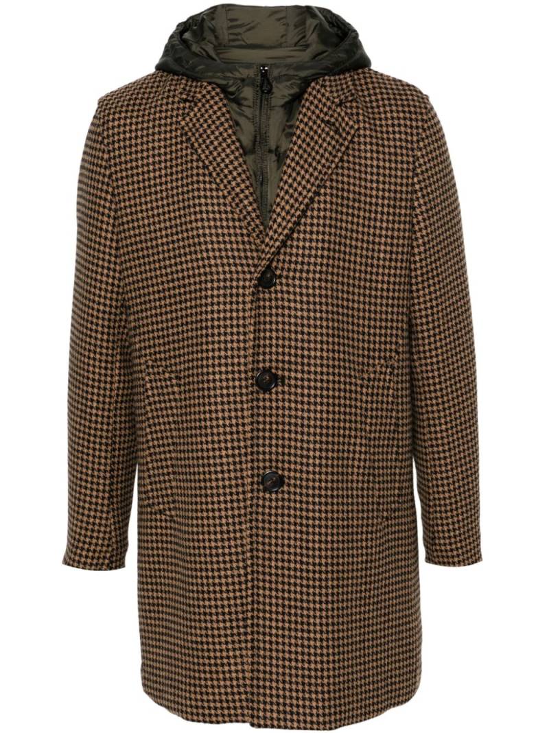 Paltò Geraldo houndstooth detachable-hood coat - Neutrals von Paltò