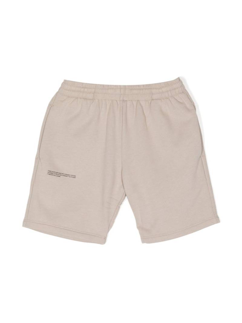 Pangaia Kids text-print cotton track shorts - Neutrals von Pangaia Kids