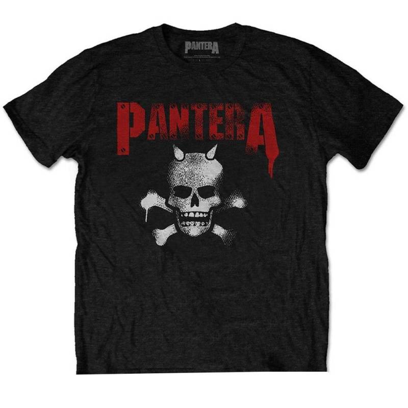 Horned Skull Tshirt Rückseitiger Aufdruck Damen Schwarz L von Pantera