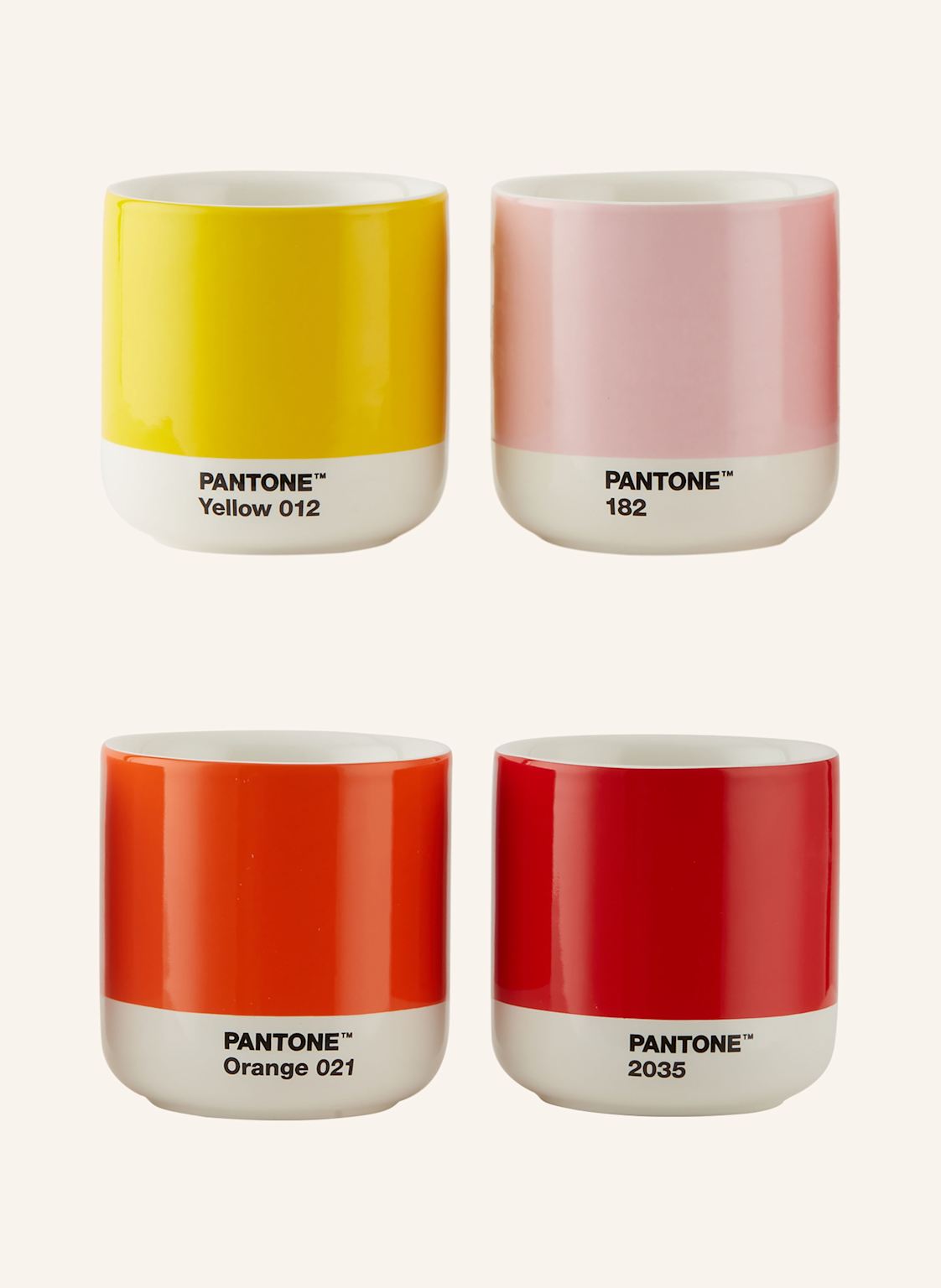 Pantone 4er-Set Thermobecher Cortado gelb von Pantone