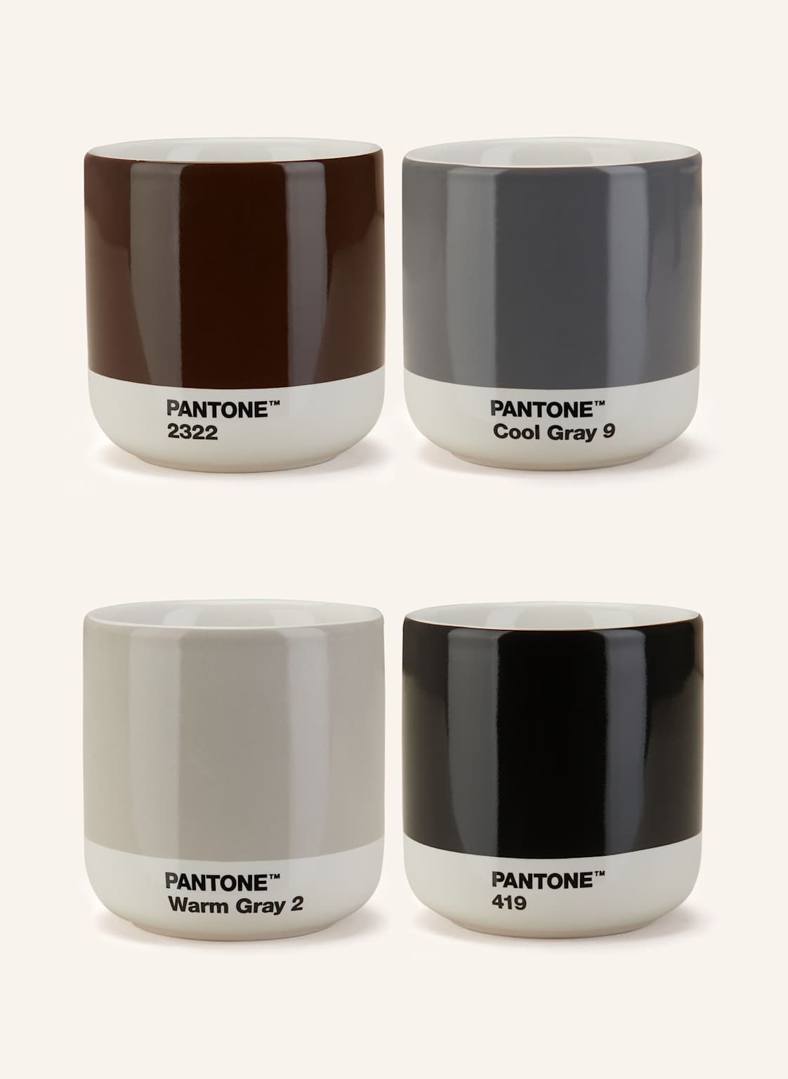 Pantone 4er-Set Thermobecher Cortado grau von Pantone