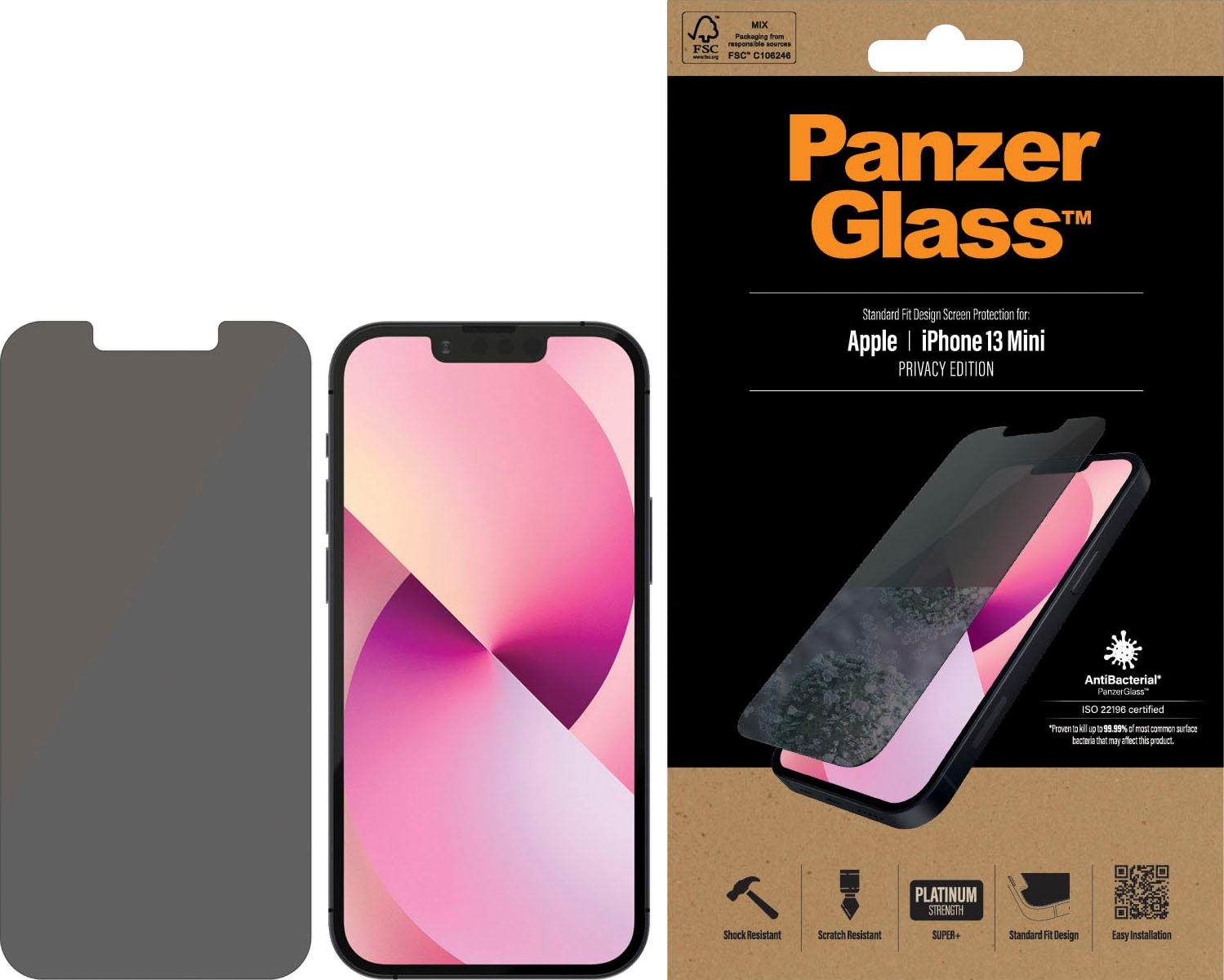 PanzerGlass Displayschutzfolie »PanzerGlass Standard Fit Privacy (Antibakeriell) für iPhone 13 mini« von PanzerGlass