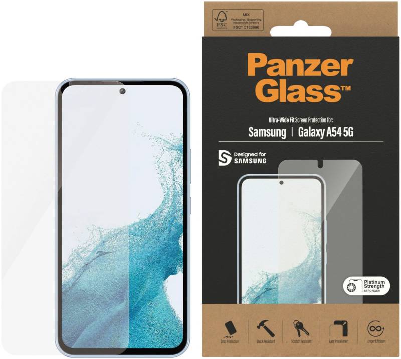 PanzerGlass Displayschutzfolie »Displayschutz Samsung Galaxy A54 5G - Ultra-Wide Fit«, für Samsung Galaxy A54 5G, Kratz-& Stossfest, Kristallklar,Berührungsempfindlich, Simpel Anbringen von PanzerGlass