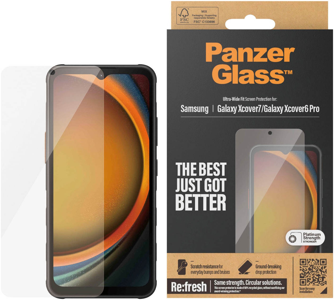 PanzerGlass Displayschutzfolie »Screen Protector«, für Samsung Galaxy Xcover7, Displayschutz, Bildschirmschutz, kratz & stossfest, einfaches Anbringen von PanzerGlass