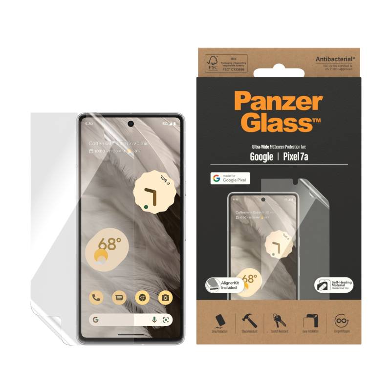 PanzerGlass Displayschutzfolie »Screen Protector Film«, für Google Pixel 7a, Ultra Wide Fit von PanzerGlass