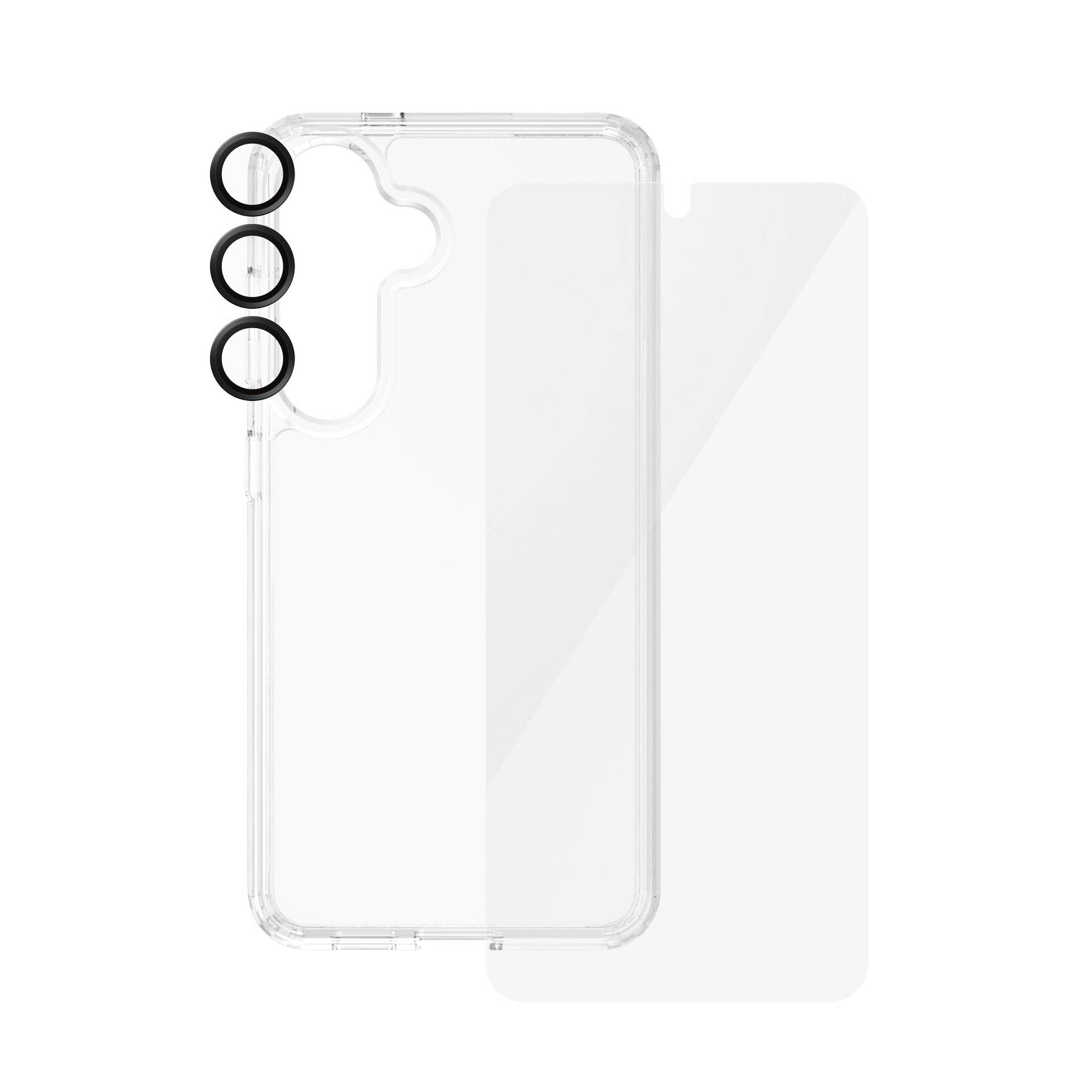 PanzerGlass Displayschutzglas »3-in-1 Bundle Set Screen Protector, HardCase, Hoops«, für Samsung Galaxy S24, Displayschutzfolie, Schutzfolie, Bildschirmschutz, kratz- & stossfest von PanzerGlass