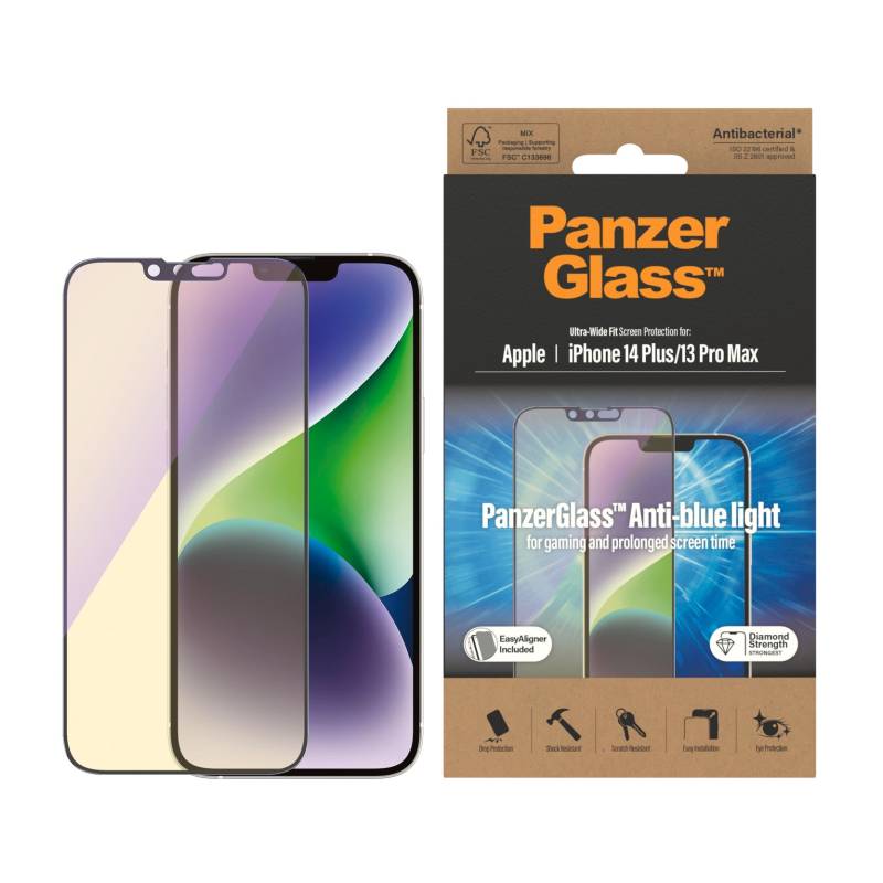 PanzerGlass Displayschutzglas »Anti-Blue Screen Protector Ultra Wide Fit«, für Apple iPhone 14 Plus-Apple iPhone 13 Pro Max von PanzerGlass