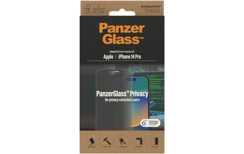 PanzerGlass Displayschutzglas »Classic Fit Privacy iPhone 14 Pro«, für iPhone 14 Pro, (1 St.) von PanzerGlass