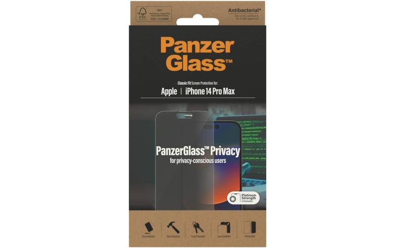 PanzerGlass Displayschutzglas »Classic Fit Privacy iPhone 14 Pro Max«, für iPhone 14 Pro Max, (1 St.) von PanzerGlass