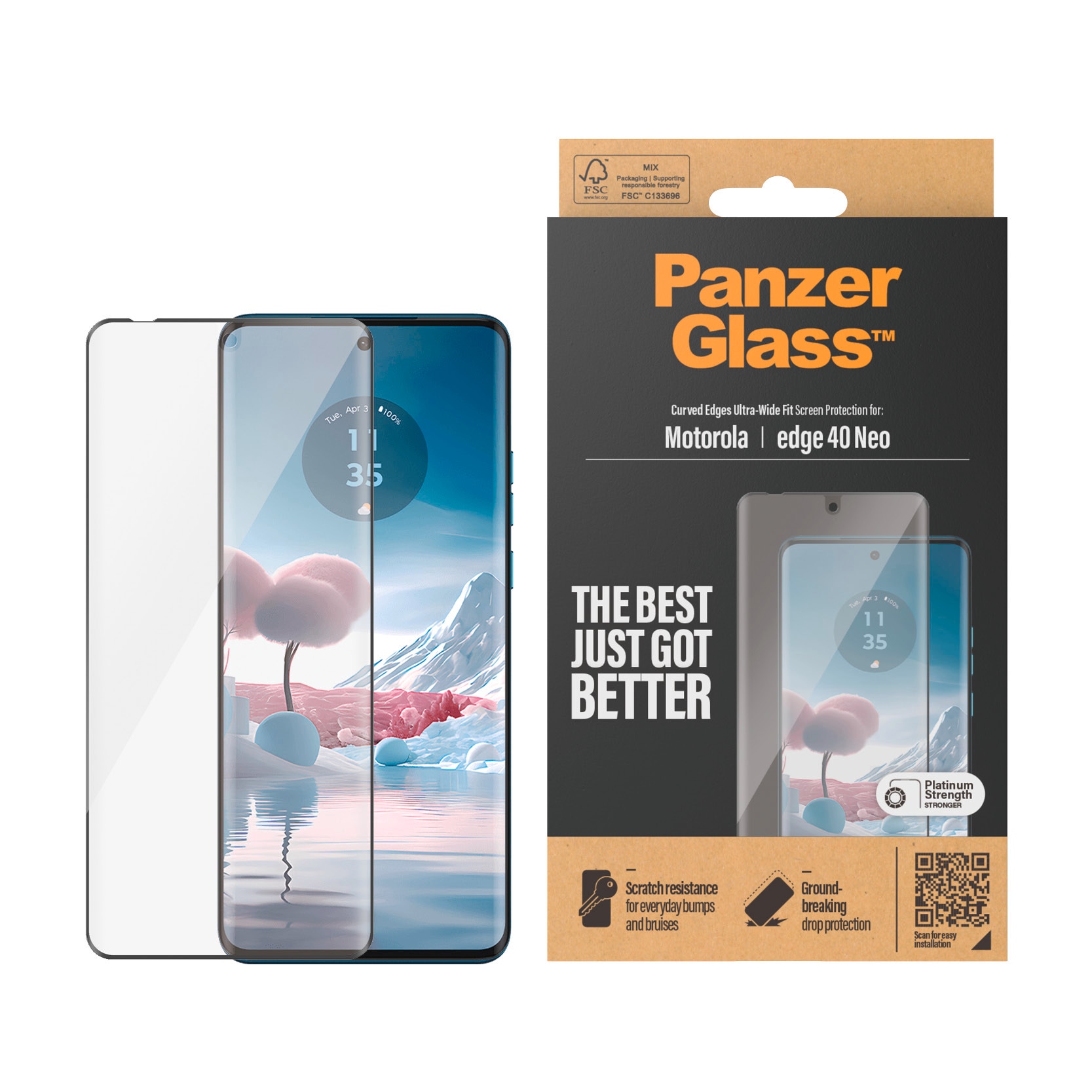 PanzerGlass Displayschutzglas »Curved Edges Ultra-Wide Fit Screen Protector«, für Motorola Moto Edge 40 NEO, Displayschutzfolie, Schutzfolie, Bildschirmschutz, kratz- & stossfest von PanzerGlass