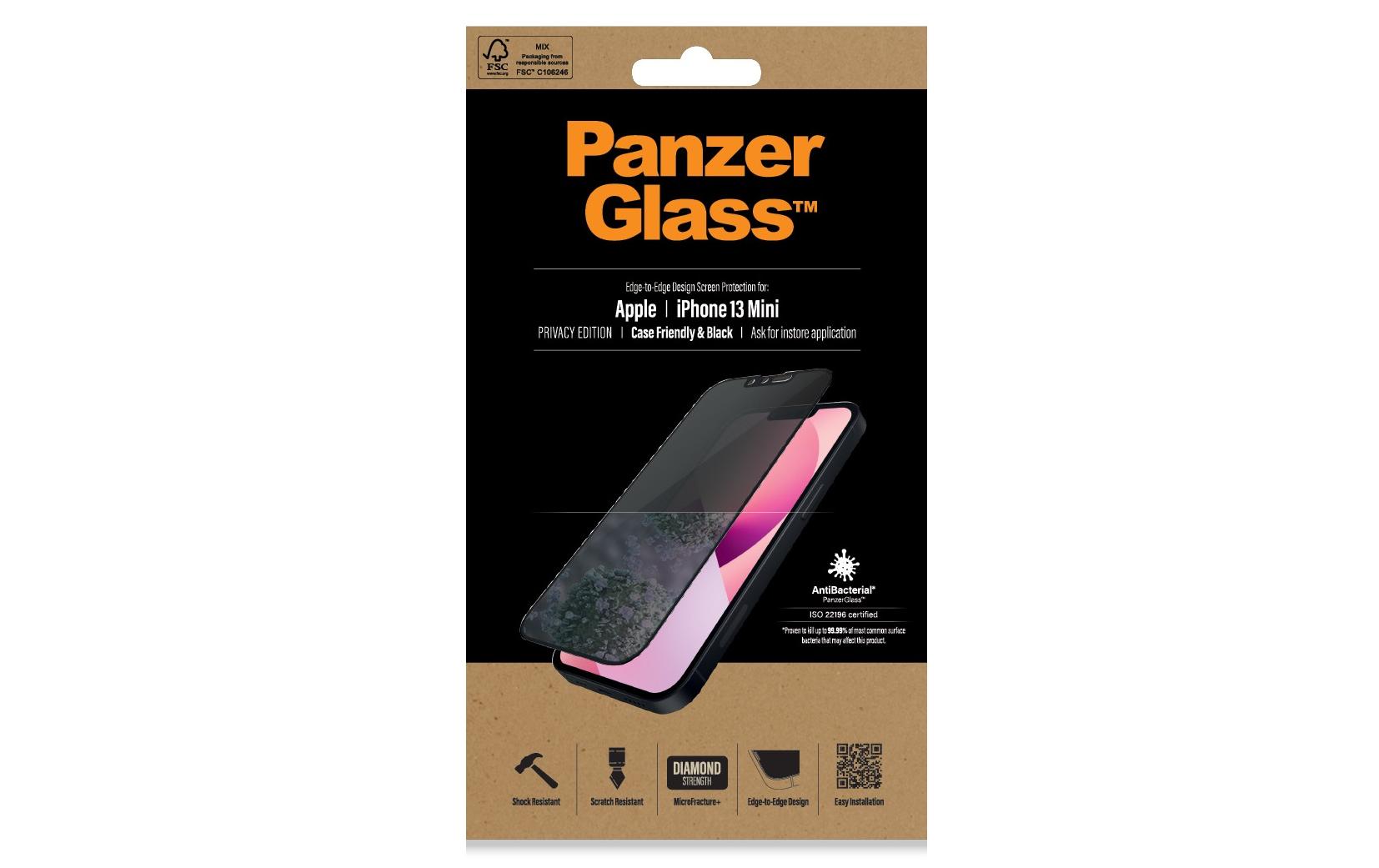 PanzerGlass Displayschutzglas »Displayschutz Case«, für iPhone 13 mini, Mit Rahmen von PanzerGlass