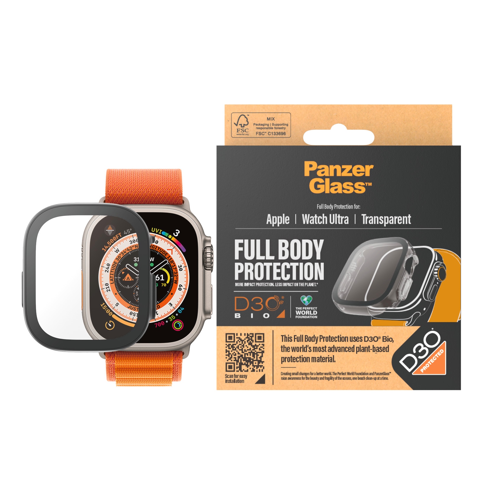 PanzerGlass Displayschutzglas »Full Body«, für Apple Watch Ultra-Apple Watch Ultra 2 von PanzerGlass