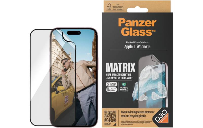 PanzerGlass Displayschutzglas »Matrix iPhone 15«, für iPhone 15, (1 St.) von PanzerGlass