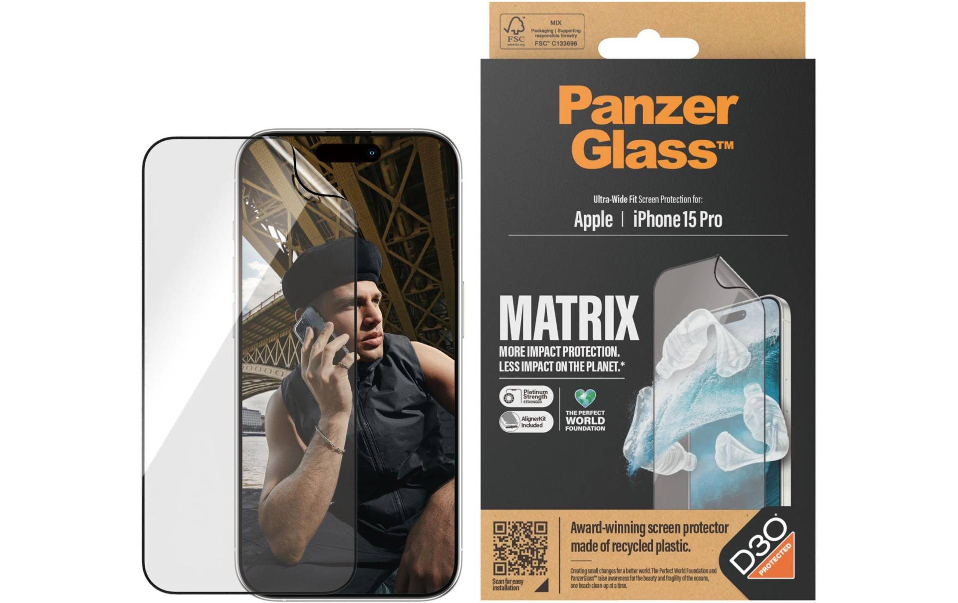 PanzerGlass Displayschutzglas »Matrix iPhone 15 Pro«, für iPhone 15 Pro, (1 St.) von PanzerGlass