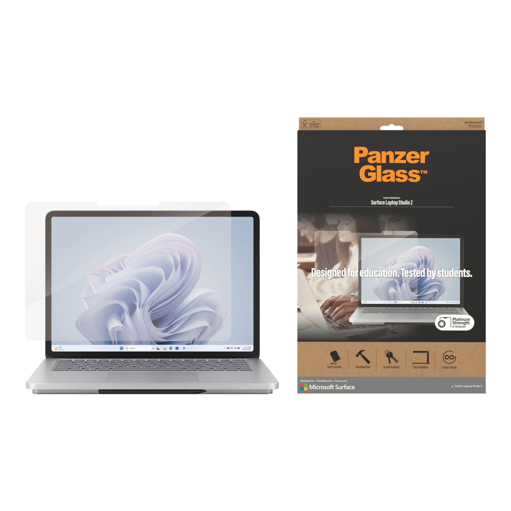 PanzerGlass Displayschutzglas »Scree Protector«, für Microsoft Surface Laptop Studio, Schutzglas, antibakteriell, vollflächiger Schutz von PanzerGlass