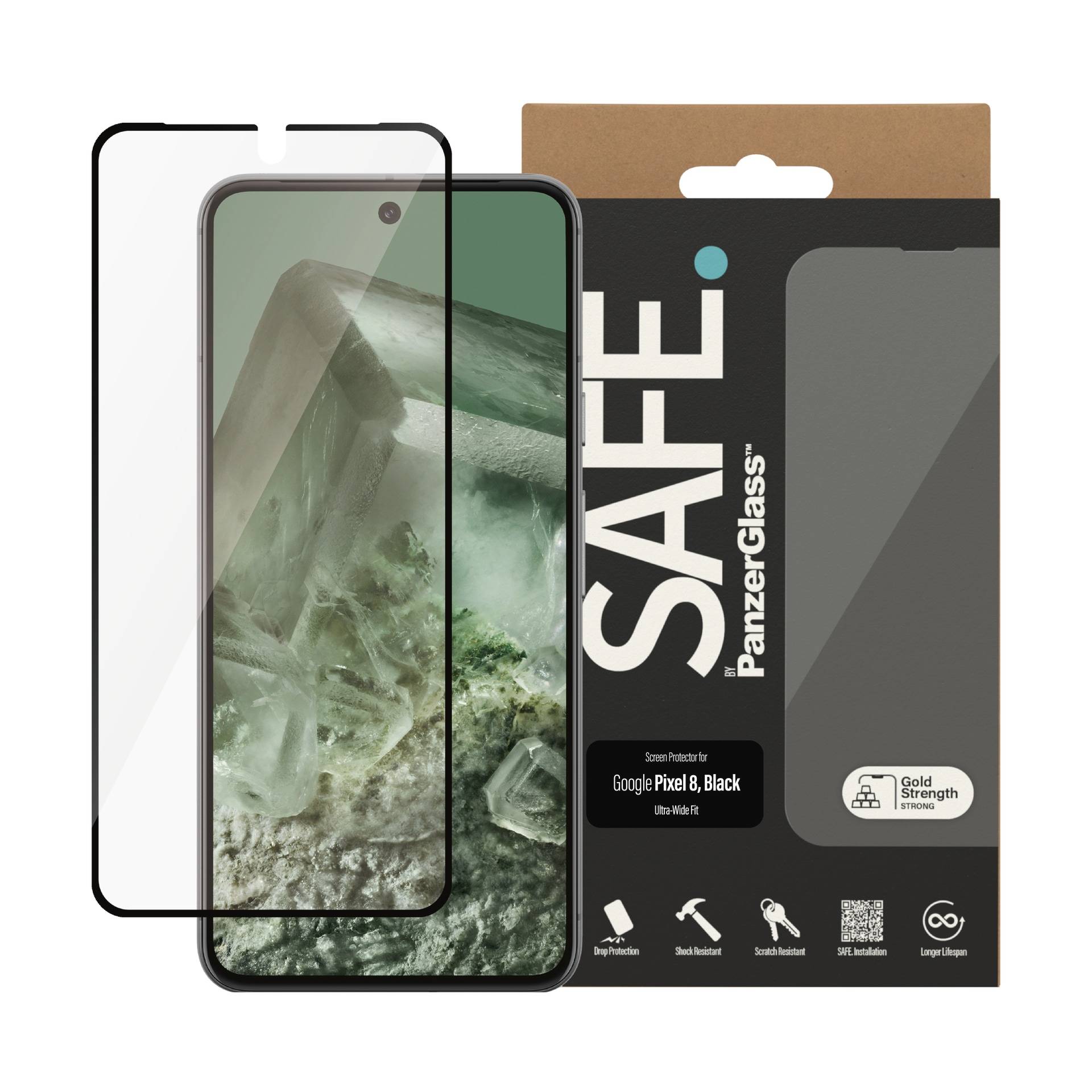 PanzerGlass Displayschutzglas »Screen Protector«, für Google Pixel 8, Ultra Wide Fit Displayschutz von PanzerGlass