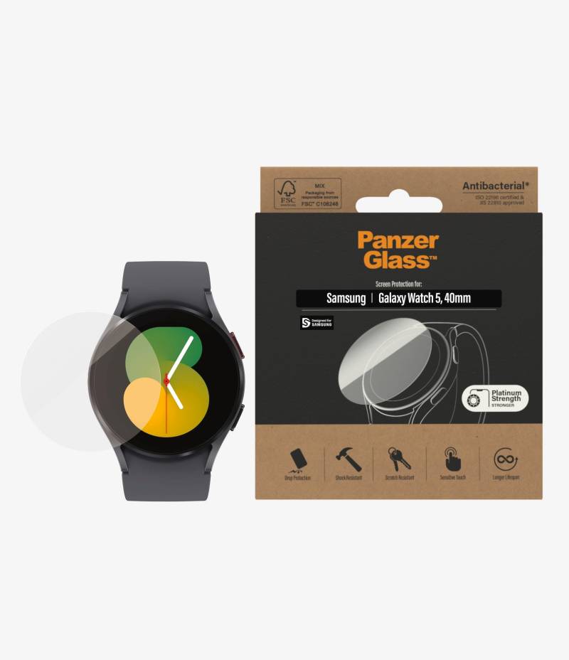 PanzerGlass Displayschutzglas »Screen Protector Glass«, für Samsung Galaxy Watch5 40mm, passend für Samsung Galaxy Watch5 40mm von PanzerGlass