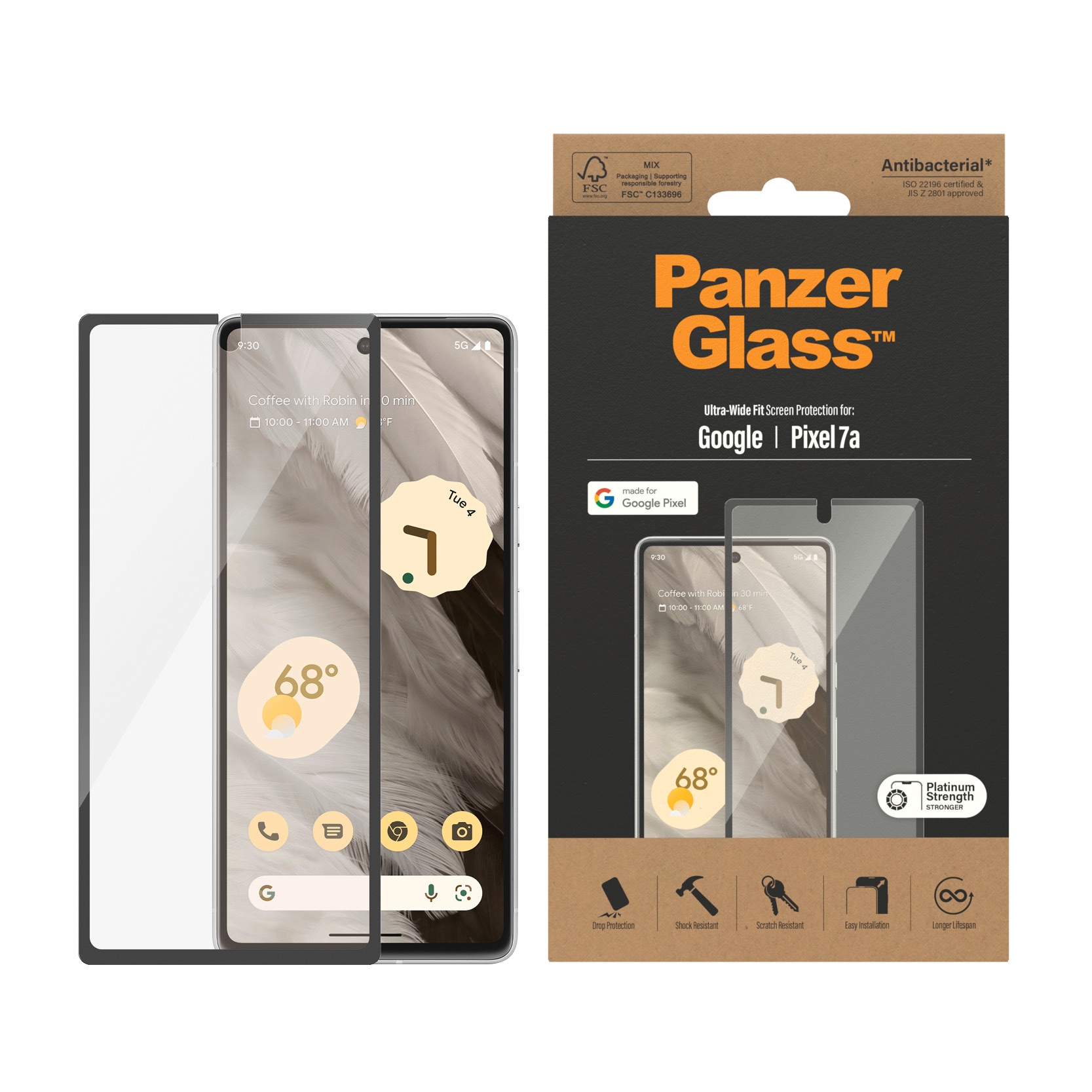 PanzerGlass Displayschutzglas »Screen Protector Ultra Wide Fit«, für Google Pixel 7a von PanzerGlass