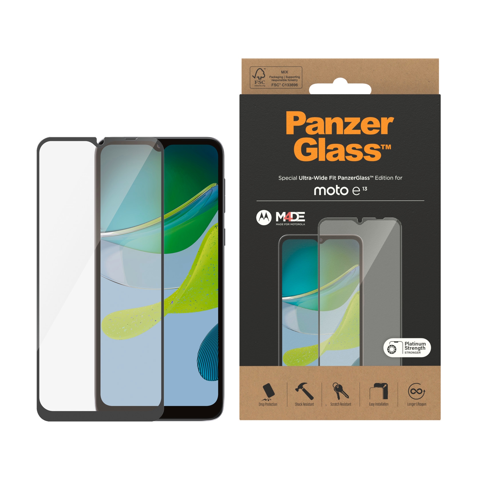 PanzerGlass Displayschutzglas »Screen Protector Ultra Wide Fit«, für Motorola moto e13 von PanzerGlass