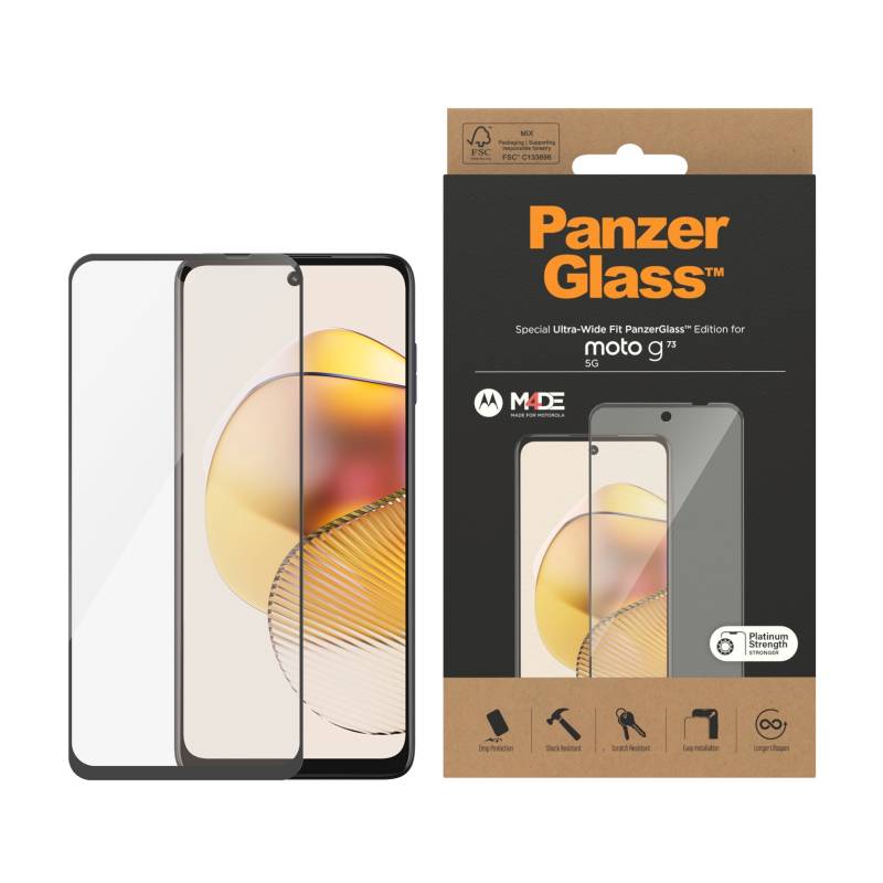 PanzerGlass Displayschutzglas »Screen Protector Ultra Wide Fit«, für Motorola moto g73 5G von PanzerGlass