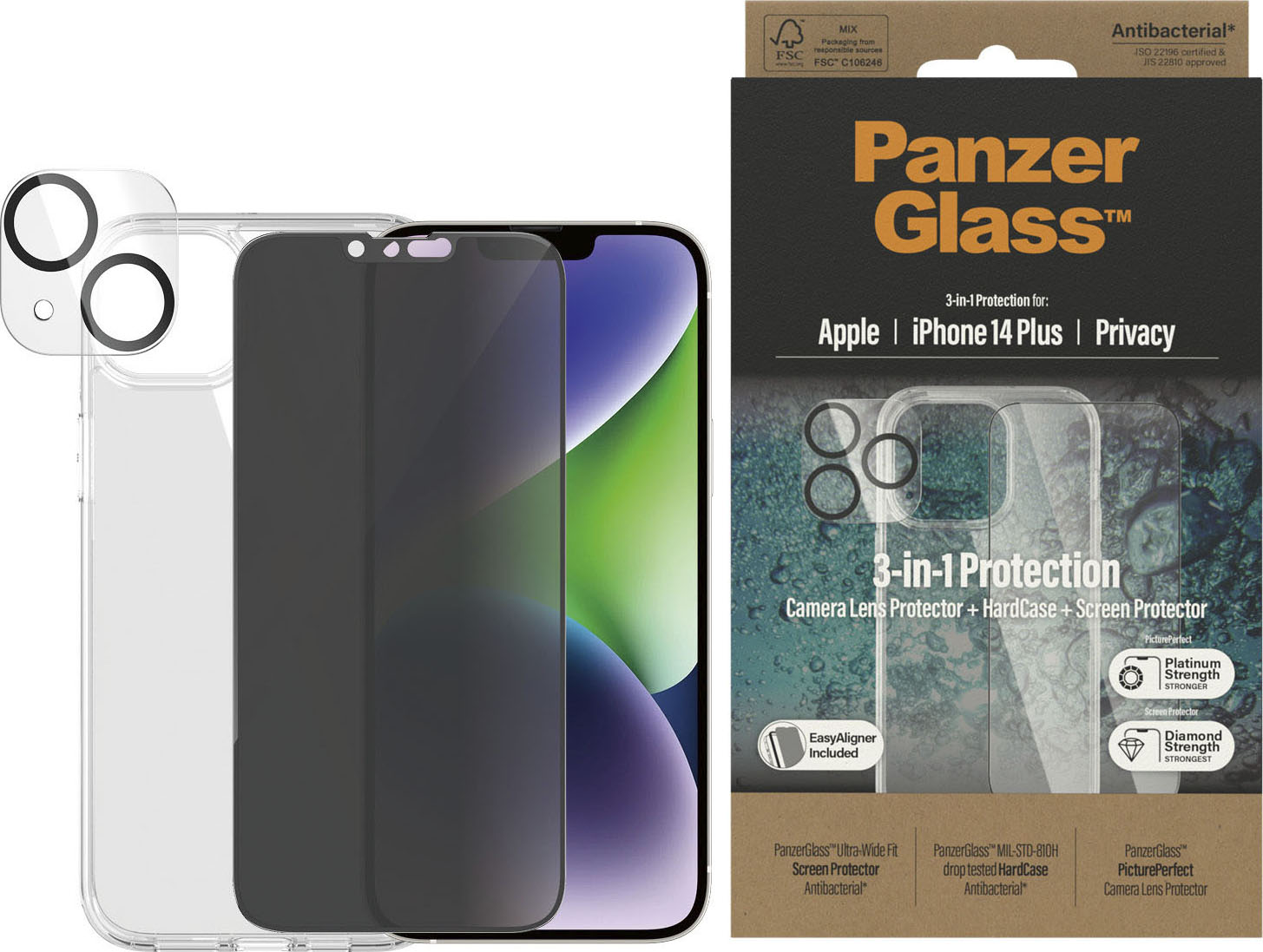 PanzerGlass Displayschutzglas »Set: Privacy Glass+Case - iPhone 14 6,1 Max« von PanzerGlass